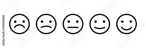 Emotions, rate your experience, feedback concept vector icons in line style design for website, app, UI, isolated on white background. Editable stroke. Vector illustration.