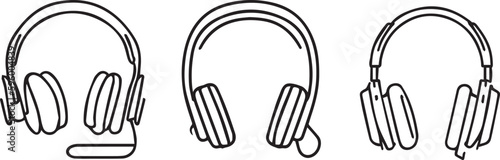 line illustration of  Headphones set of 3