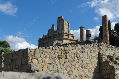 Basilica of tindari building greek roman building style with stone wall on sunny day