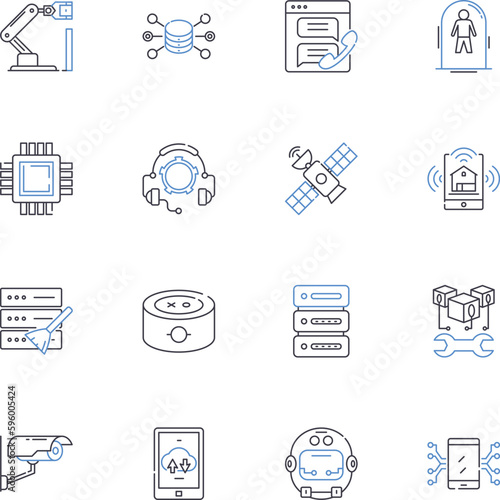 Fototapeta Naklejka Na Ścianę i Meble -  Parts line icons collection. Engines, Axles, Radiators, Brakes, Fenders, Sparkplugs, Cylinders vector and linear illustration. Gaskets,Belts,Filters outline signs set