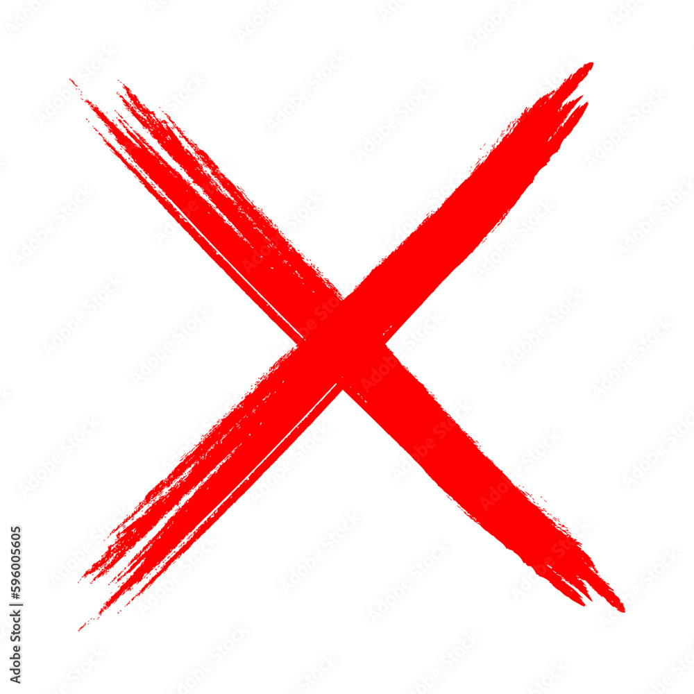 Red Cross Mark Brush, Red X mark, X Sign Hand Drawn Icon Stock Vector