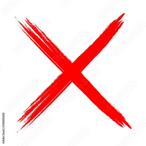 Red Cross Mark Brush, Red X mark, X Sign Hand Drawn Icon 
