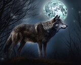 The wolf against the background of the full moon Count_016