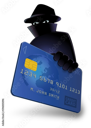 A masked criminal is getting his hands on a bank card