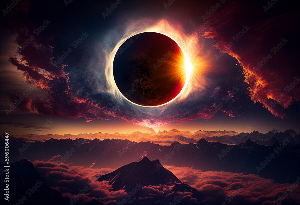 Unusual solar eclipse. Generative AI