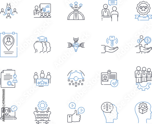 Strategic alliances line icons collection. ollaboration, Partnership, Synergy, Synergies, Joint-Venture, Synergistic, Synergizing vector and linear illustration. Coalition, Cooperative, Integration