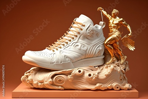 Sneakers for roman god, concept of Divine Footwear and Mythological Fashion, created with Generative AI technology