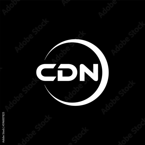 CDN letter logo design with black background in illustrator, cube logo, vector logo, modern alphabet font overlap style. calligraphy designs for logo, Poster, Invitation, etc.