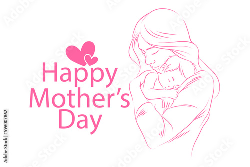 Vector background of hand drawn mother with baby.
Mother's day illustration vector
