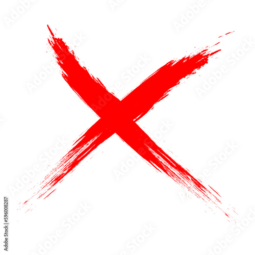 Red Cross Mark Brush, Red X mark, X Sign Icon Vector