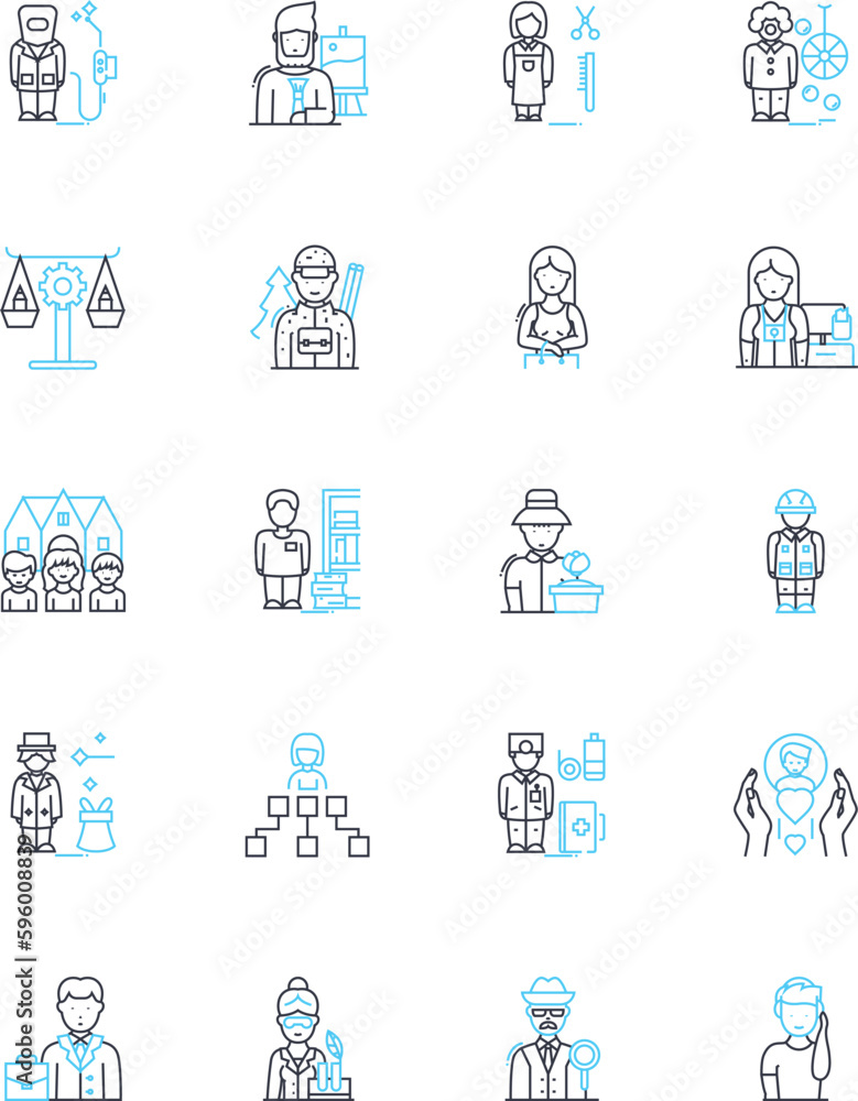 Syndicates linear icons set. Collaboration, Partnership, Membership, Integration, Association, Alliance, Cooperation line vector and concept signs. Affiliation,Support,Nerk outline illustrations