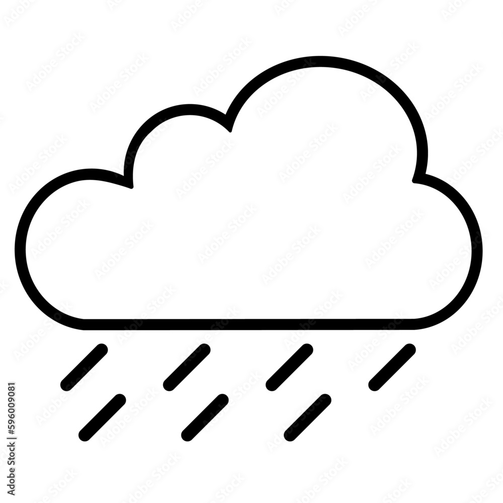 Cloud with rain falling beneath. Minimalist vector weather phenomenon design with outlines. Common weather symbol indicating precipitation. Cloud with rain falling beneath. Minimalist vector weather phenomenon design with outlines. Common weather symbol indicating precipitation.