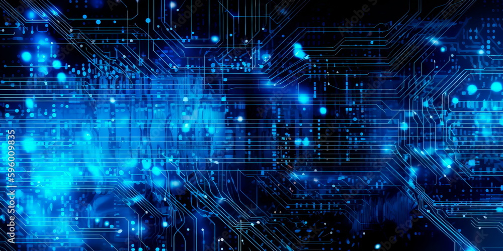 Obraz premium Futuristic quantum explosion technology. Modern Technology Circuit Board Illustration Texture Generative AI