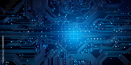 Futuristic quantum explosion technology. Modern Technology Circuit Board Illustration Texture Generative AI