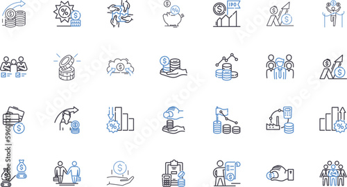 Acquiring capital line icons collection. Funding, Investment, Financing, Crowdfunding, Angel, Venture, Capitalization vector and linear illustration. Bootstrapping,Equity,Seed outline signs set