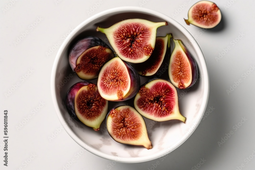 Fig in white bowl. Ingredients for juice, salad, dishes. Fig in white bowl. Ingredients for juice, salad, dishes.