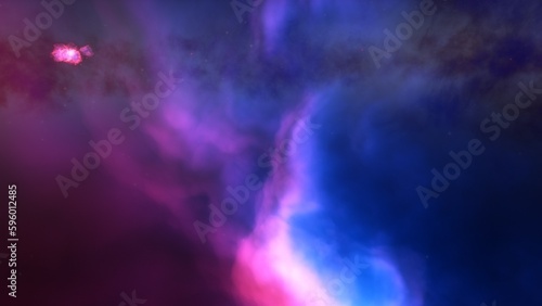 nebula gas cloud in deep outer space  science fiction illustration  colorful space background with stars 3d render