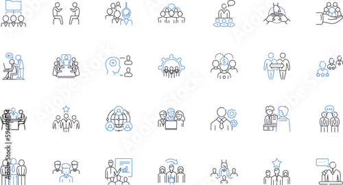 Quartet foursome line icons collection. Harmony, String, Music, Vibrant, Ensemble, Classic, Melody vector and linear illustration. Rythm,Chord,Pizzicato outline signs set