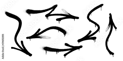 Graffiti arrow with overspray in black over white. Vector graffiti image