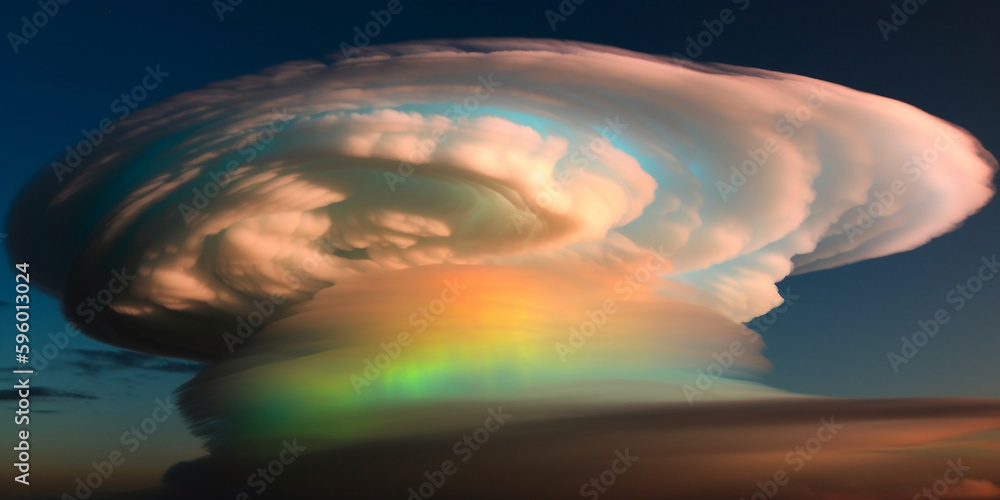 Wunderschöne Gewitterwolke Superzelle mit bedrohlichen Farben, ai generativ Wunderschöne Gewitterwolke Superzelle mit bedrohlichen Farben, ai generativ