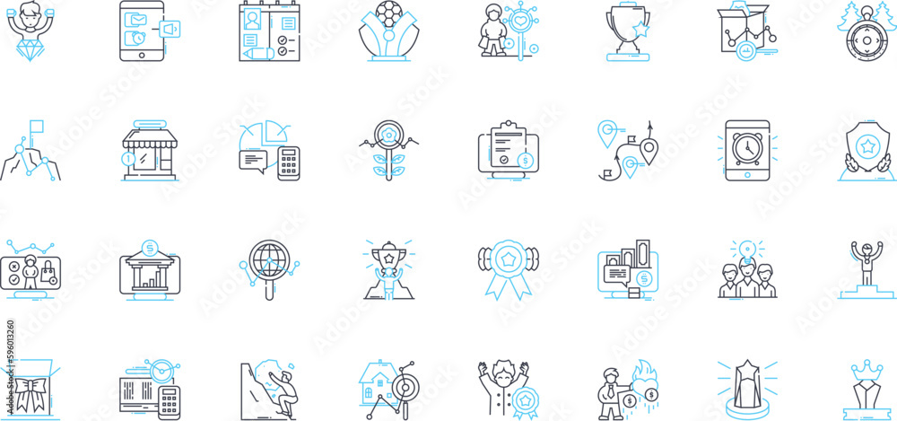 Obraz premium Product design linear icons set. Aesthetics, Ergonomics, Innovation, Functionality, Prototyping, Sketching, Form line vector and concept signs. Materiality,Usability,User-centered outline