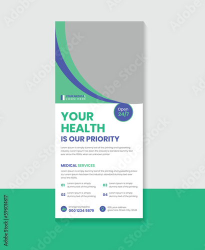 Creative Concept Medical Health Care rack card or DL Flyer or banner layout.