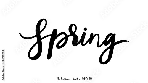 Spring handwriting vector, isolated on white background ,Vector illustration EPS 10