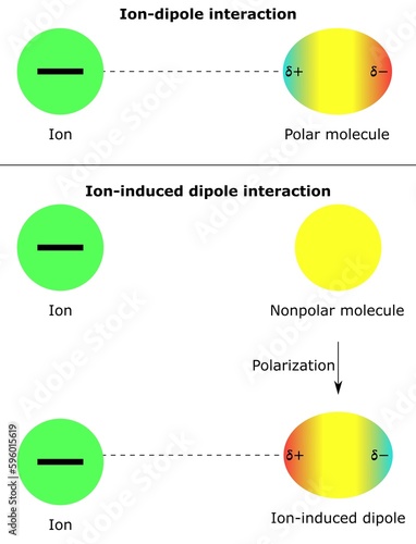 intermolecular forces ion dipole interaction ion induced nonpolar molecules polar partial positive negative charge physical chemistry physics photo