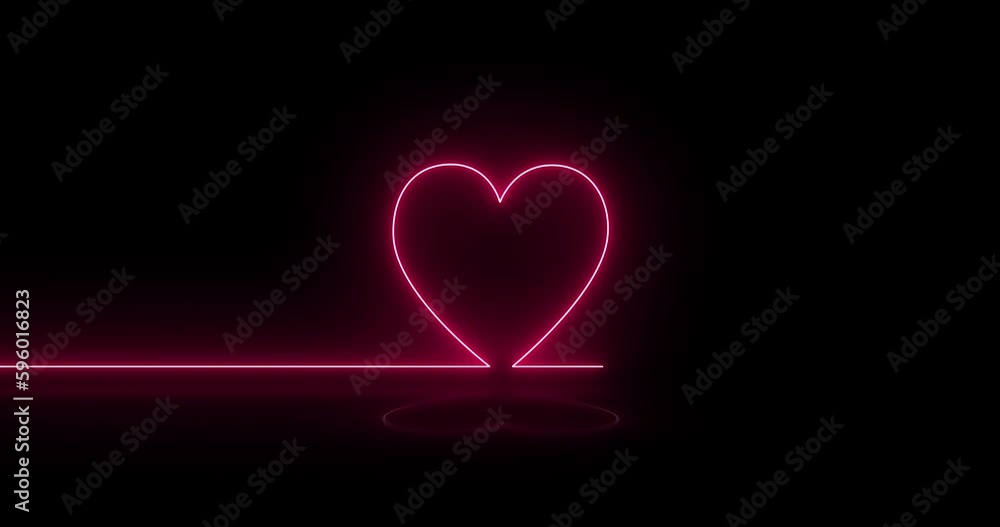 Pink neon heart appears, glowing heart on black background, a neon outline of the heart ,sign blinks and appear, , 4k video Pink neon heart appears, glowing heart on black background, a neon outline of the heart ,sign blinks and appear, , 4k video