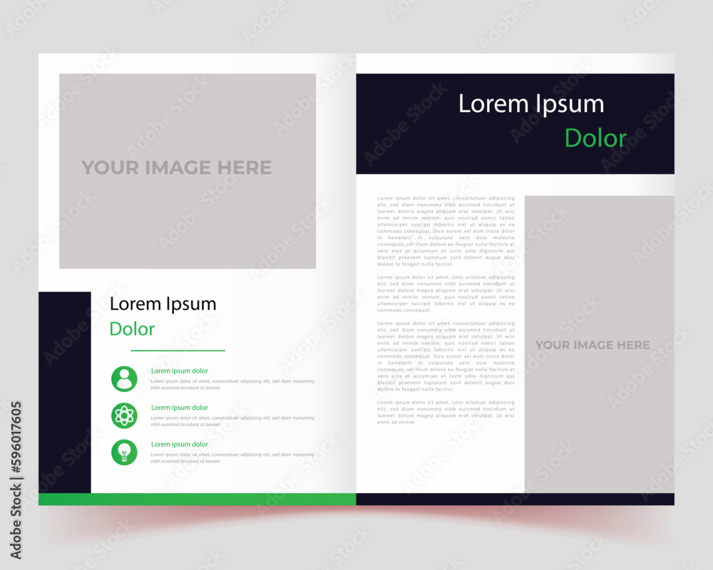 green color template layout design for company profile, magazine, presentations, post design, annual report, brochures, leaflet, flyers, school admission design, book, book cover