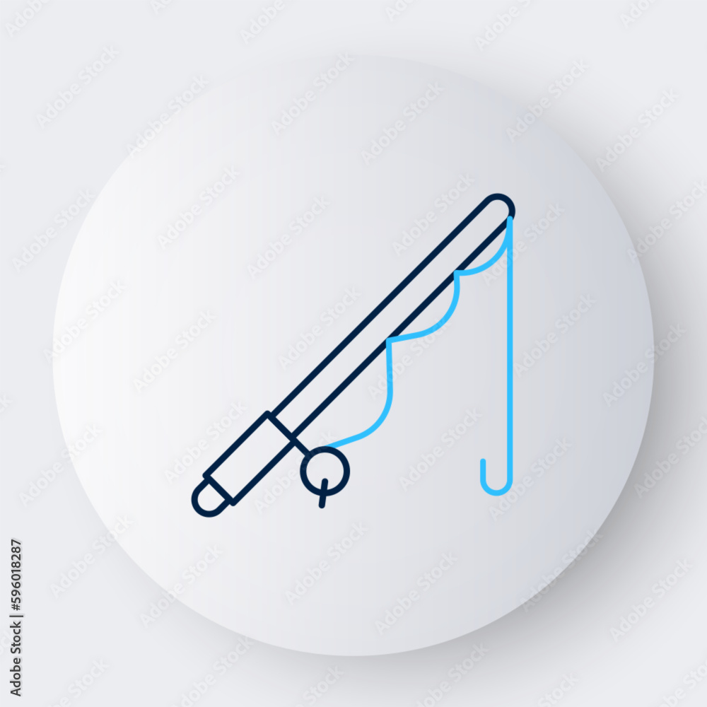 Line Fishing rod icon isolated on white background. Catch a big fish. Fishing equipment and fish farming topics. Colorful outline concept. Vector Line Fishing rod icon isolated on white background. Catch a big fish. Fishing equipment and fish farming topics. Colorful outline concept. Vector