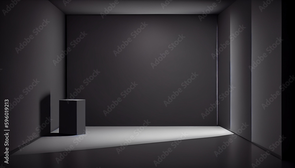 Empty light dark wall with beautiful chiaroscuro. Minimalist background for product presentation, mock up - AI generated Empty light dark wall with beautiful chiaroscuro. Minimalist background for product presentation, mock up - AI generated