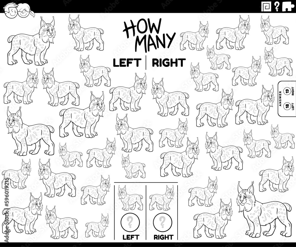 count pictures of lynx wild animal coloring page