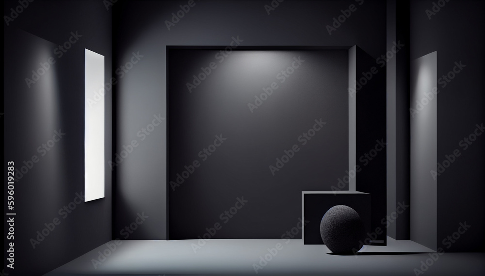 Empty light dark wall with beautiful chiaroscuro. Minimalist background for product presentation, mock up - AI generated Empty light dark wall with beautiful chiaroscuro. Minimalist background for product presentation, mock up - AI generated