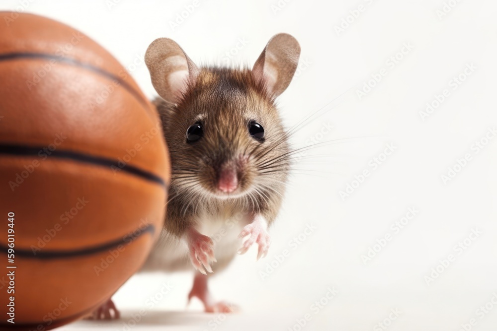 Mouse Basketball Superstar Playing Basketball With Copyspace Generative AI