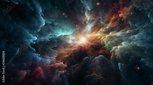space nebula. galaxy background. Generative AI © pcperle