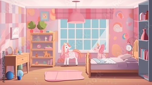 girl's room interior with llama  style