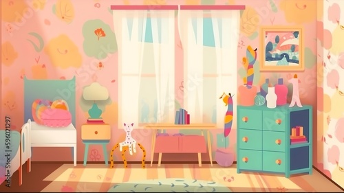 girl's room interior with llama  style