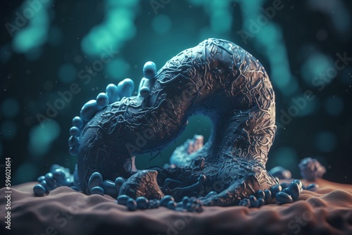 3D illustration of colon cancer. Generative AI © Renata