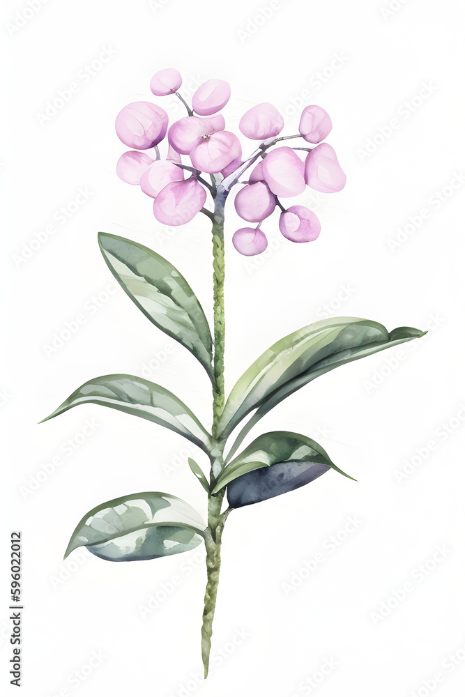 Watercolor pink  flower