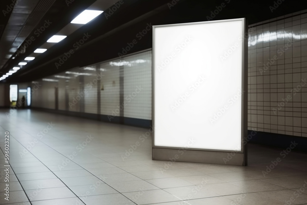 Panoramic billboard on underground subway Mockup. AI Generative Panoramic billboard on underground subway Mockup. AI Generative