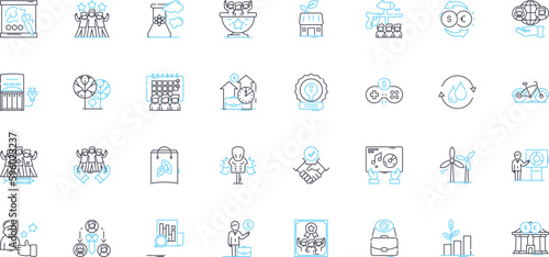 Universal linkage linear icons set. Connectivity, Compatibility, Versatility, Interconnectivity, Adaptability, Union, Integration line vector and concept signs. Linkage,Consistency,Collaboration