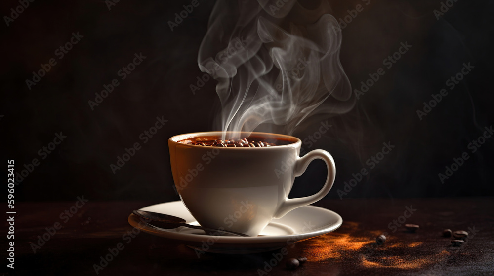 cup of coffee on wooden table generative ai cup of coffee on wooden table generative ai