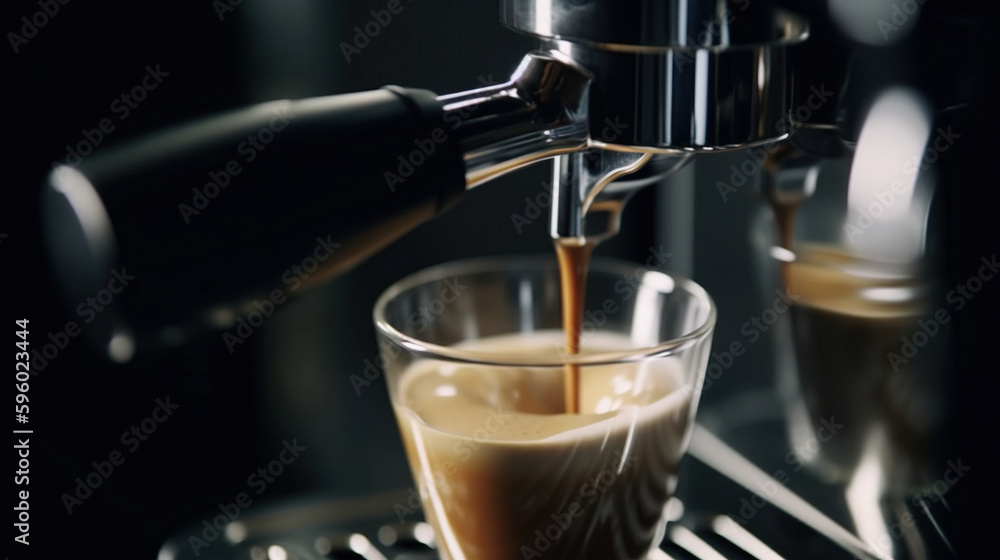 preparation of espresso coffee by using.coffee machine Generative AI preparation of espresso coffee by using.coffee machine Generative AI