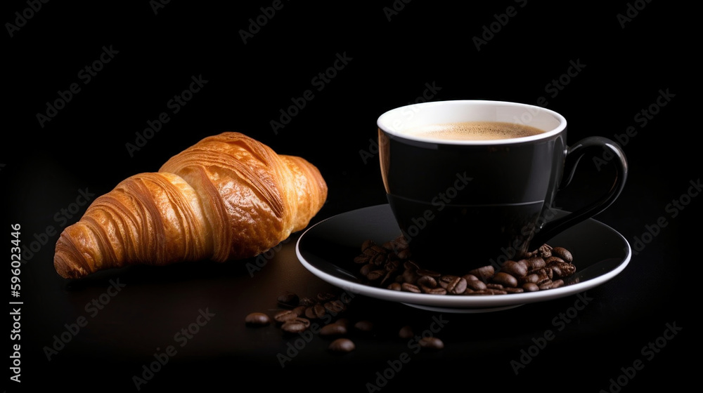 Cup of Black coffee with the hand-draw doodle elements. Generative Ai Cup of Black coffee with the hand-draw doodle elements. Generative Ai