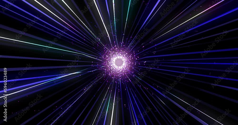 Speed of flying lights, technological tunnel into space, the camera flies through the blue-violet tunnel, 3d animation in 4K Speed of flying lights, technological tunnel into space, the camera flies through the blue-violet tunnel, 3d animation in 4K