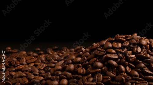 Roasted coffee beans background, generative ai