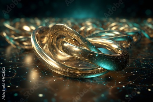 infinitywave 3d sciencebased concept background. light gold and dark cyan. generative AI photo