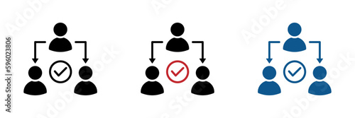 Assignment, Delegate, Delegating, Distribution vector illustration set. Assignment vector icons.