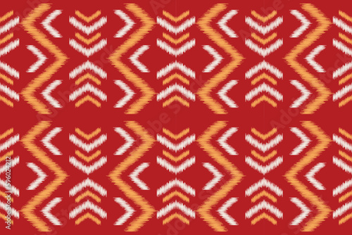 Ethnic Ikat fabric pattern geometric style.African Ikat embroidery Ethnic oriental pattern red background. Abstract,vector,illustration.For texture,clothing,scraf,decoration,carpet.